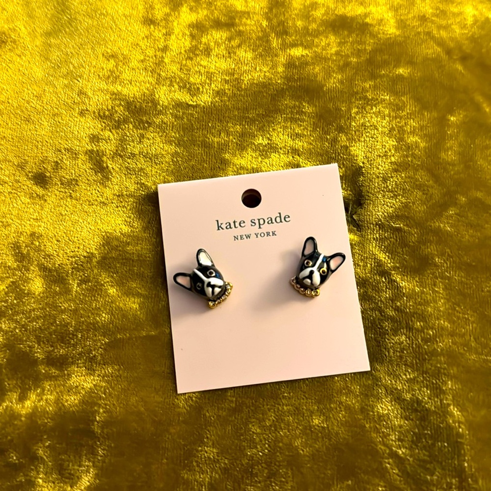 BRAND NEW KATE SPADE FRENCH BULLDOG EARINGS